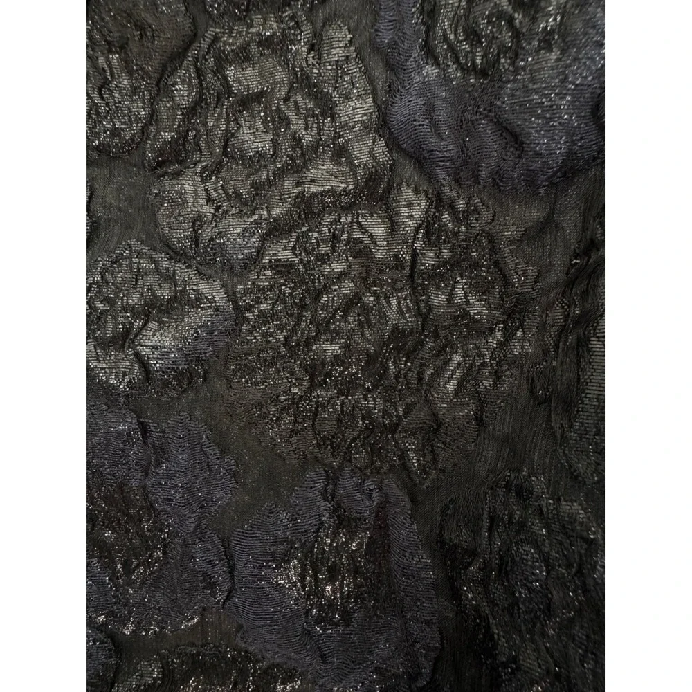 Chanel Black Blue Floral Jacquard Longline Jacket Camellia CC Logo FR50 US 16 18